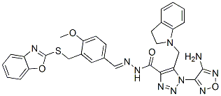 1H-1,2,3-Triazole-4-carboxylicacid,1-(4-amino-1,2,5-oxadiazol-3-yl)-5-[(2,3-dihydro-1H-indol-1-yl)methyl]-,[[3-[(2-benzoxazolylthio)methyl]-4-methoxyphenyl]methylene]hydrazide(9CI),596097-29-9,结构式