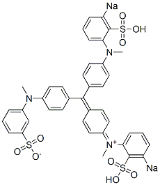 N-Methyl-N-[4-[[4-[N-methyl-N-(3-sulfonatophenyl)amino]phenyl][4-[N-methyl-N-(3-sodiosulfophenyl)amino]phenyl]methylene]-2,5-cyclohexadien-1-ylidene]-3-sodiosulfobenzenaminium Structure