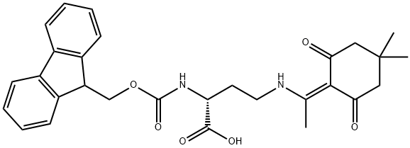 (2R)-4-[[1-(4,4-二甲基-2,6-二氧代环己亚基)乙基]氨基]-2-[[(9H-芴-9-基甲氧基)羰基]氨基]丁酸,596797-14-7,结构式