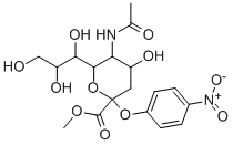 5-ACETAMINO-4-HYDROXY-2-(4-NITRO-PHENOXY)-6-(1,2,3-TRIHYDROXY-PROPYL)-TETRAHYDRO-PYRAN-2-CARBOXYLIC ACID METHYL ESTER Struktur