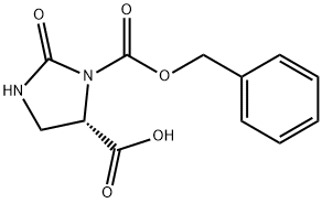 (4S)-3-[(ベンジルオキシ)カルボニル]-2-オキソイミダゾリジン-4-カルボン酸 化学構造式