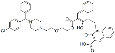 4-[[3-[2-[2-[4-[(4-クロロフェニル)フェニルメチル]-1-ピペラジニル]エトキシ]エトキシカルボニル]-2-ヒドロキシ-1-ナフタレニル]メチル]-3-ヒドロキシ-2-ナフタレンカルボン酸 化学構造式