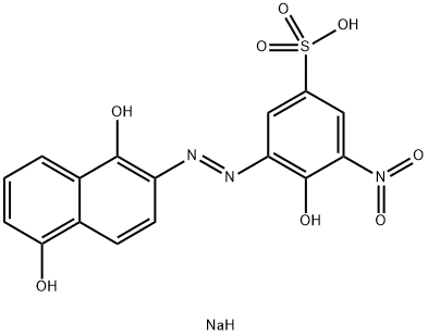 3-[(1,5-ジヒドロキシナフタレン-2-イル)アゾ]-4-ヒドロキシ-5-ニトロベンゼンスルホン酸ナトリウム 化学構造式