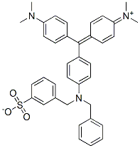 [4-[[4-(alpha-benzyl-3-sulphonatobenzyl)amino]phenyl][4-(dimethylamino)phenyl]methylene]cyclohexa-2,5-dien-1-ylidene]dimethylammonium Struktur