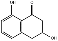 3,4-ジヒドロ-3,8-ジヒドロキシナフタレン-1(2H)-オン 化学構造式