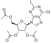 ACETIC ACID (2R,3R,4R,5R)-3,4-DIACETOXY-5-(6-CHLORO-2-IODO-PURIN-9-YL)-TETRAHYDRO-FURAN-2-YLMETHYL ESTER Structure