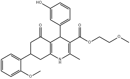 2-Methoxyethyl 4-(3-hydroxyphenyl)-7-(2-methoxyphe nyl)-2-methyl-5-oxo-1,4,5,6,7,8-hexahydroquinolin Structure