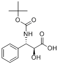 (2S,3S)-3-((TERT-ブチルトキシカルボニル)アミノ)-2-ヒドロキシ-3-フェニルプロパン酸 化学構造式