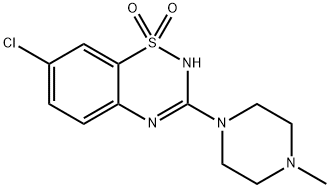 7-クロロ-3-(4-メチル-1-ピペラジニル)-2H-1,2,4-ベンゾチアジアジン1,1-ジオキシド 化学構造式