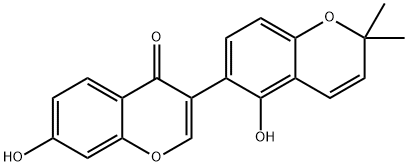 7-ヒドロキシ-3-(5-ヒドロキシ-2,2-ジメチル-2H-1-ベンゾピラン-6-イル)-4H-1-ベンゾピラン-4-オン 化学構造式