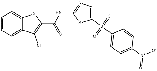 Benzo[b]thiophene-2-carboxamide, 3-chloro-N-[5-[(4-nitrophenyl)sulfonyl]-2-thiazolyl]- (9CI) Structure