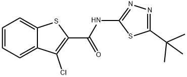 Benzo[b]thiophene-2-carboxamide, 3-chloro-N-[5-(1,1-dimethylethyl)-1,3,4-thiadiazol-2-yl]- (9CI) 化学構造式