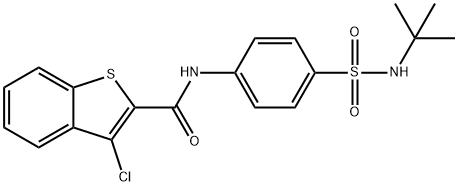 Benzo[b]thiophene-2-carboxamide, 3-chloro-N-[4-[[(1,1-dimethylethyl)amino]sulfonyl]phenyl]- (9CI) Structure