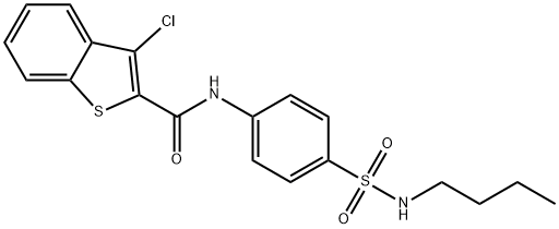 Benzo[b]thiophene-2-carboxamide, N-[4-[(butylamino)sulfonyl]phenyl]-3-chloro- (9CI),600122-47-2,结构式