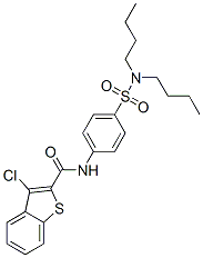 Benzo[b]thiophene-2-carboxamide, 3-chloro-N-[4-[(dibutylamino)sulfonyl]phenyl]- (9CI) Struktur