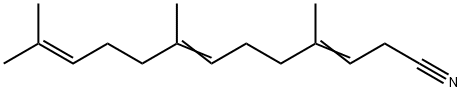 (3E,7E)-4,8,12-trimethyltrideca-3,7,11-trienenitrile Struktur