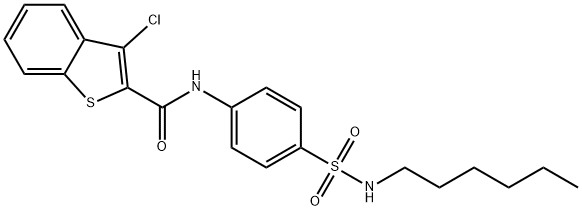 Benzo[b]thiophene-2-carboxamide, 3-chloro-N-[4-[(hexylamino)sulfonyl]phenyl]- (9CI) Structure