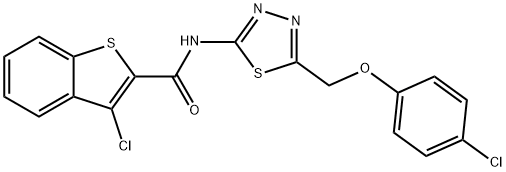 Benzo[b]thiophene-2-carboxamide, 3-chloro-N-[5-[(4-chlorophenoxy)methyl]-1,3,4-thiadiazol-2-yl]- (9CI) Structure