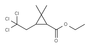 2,2-ジメチル-3-(2,2,2-トリクロロエチル)シクロプロパンカルボン酸エチル 化学構造式
