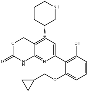7-[2-(环丙基甲氧基)-6-羟基苯基]-1,4-二氢-5-(3S)-3-哌啶基-2H-吡啶并[2,3-D][1,3]恶嗪-2-酮, 600734-02-9, 结构式