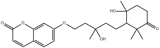 (-)-7-[[3-Hydroxy-5-(6-hydroxy-2,2,6-trimethyl-3-oxocyclohexyl)-3-methylpentyl]oxy]-2H-1-benzopyran-2-one 结构式