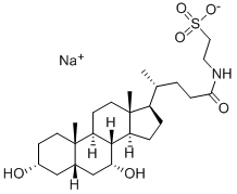 2-[[3α,7α-ジヒドロキシ-24-オキソ-5β-コラン-24-イル]アミノ]エタンスルホン酸ナトリウム 化学構造式