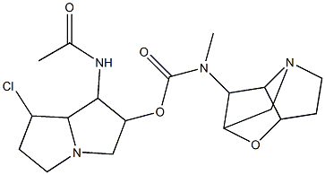 (Hexahydro-2,4-methano-4H-furo[3,2-b]pyrrol-3-yl)methylcarbamic acid [6-acetylamino-4-chloro-1-azabicyclo[3.3.0]octan-7-yl] ester Struktur