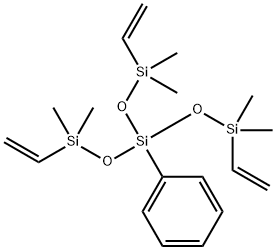 1,5-ジエテニル-3-[(エテニルジメチルシリル)オキシ]-1,1,5,5-テトラメチル-3-フェニルペンタントリシロキサン 化学構造式