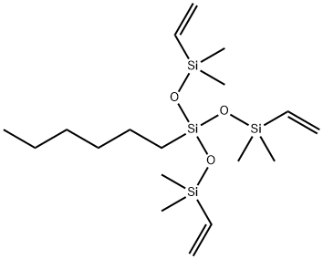 3-[(dimethylvinylsilyl)oxy]-3-hexyl-1,1,5,5-tetramethyl-1,5-divinyltrisiloxane 结构式