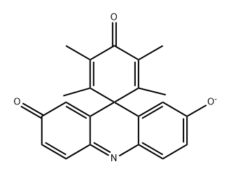 7-hydroxy-2',3',5',6'-tetramethylspiro[acridine-9(2H),1'-[2,5]cyclohexadiene]-2,4'-dione Struktur
