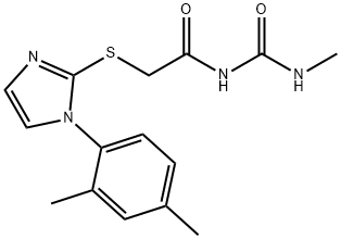 1-メチル-3-[[[1-(2,4-キシリル)-1H-イミダゾール-2-イル]チオ]アセチル]尿素 化学構造式