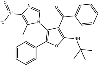 Methanone,  [2-[(1,1-dimethylethyl)amino]-4-(5-methyl-4-nitro-1H-imidazol-1-yl)-5-phenyl-3-furanyl]phenyl-,602279-03-8,结构式