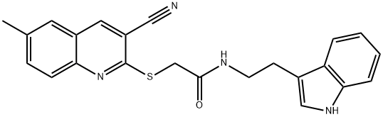 Acetamide, 2-[(3-cyano-6-methyl-2-quinolinyl)thio]-N-[2-(1H-indol-3-yl)ethyl]- (9CI) 化学構造式