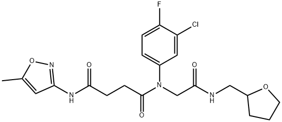 Butanediamide, N-(3-chloro-4-fluorophenyl)-N'-(5-methyl-3-isoxazolyl)-N-[2-oxo-2-[[(tetrahydro-2-furanyl)methyl]amino]ethyl]- (9CI) Structure