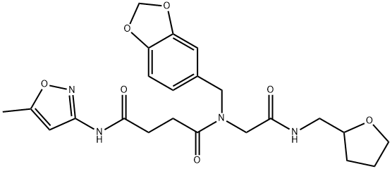 Butanediamide, N-(1,3-benzodioxol-5-ylmethyl)-N-(5-methyl-3-isoxazolyl)-N-[2-oxo-2-[[(tetrahydro-2-furanyl)methyl]amino]ethyl]- (9CI) Structure