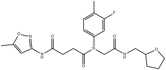 Butanediamide, N-(3-fluoro-4-methylphenyl)-N-(5-methyl-3-isoxazolyl)-N-[2-oxo-2-[[(tetrahydro-2-furanyl)methyl]amino]ethyl]- (9CI) Structure
