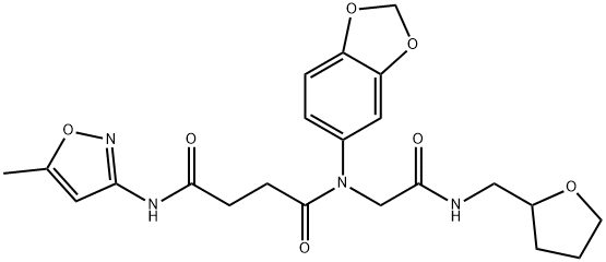 Butanediamide, N-1,3-benzodioxol-5-yl-N-(5-methyl-3-isoxazolyl)-N-[2-oxo-2-[[(tetrahydro-2-furanyl)methyl]amino]ethyl]- (9CI) Structure