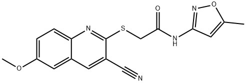 Acetamide, 2-[(3-cyano-6-methoxy-2-quinolinyl)thio]-N-(5-methyl-3-isoxazolyl)- (9CI) 化学構造式