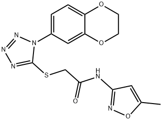 Acetamide, 2-[[1-(2,3-dihydro-1,4-benzodioxin-6-yl)-1H-tetrazol-5-yl]thio]-N-(5-methyl-3-isoxazolyl)- (9CI),603079-71-6,结构式