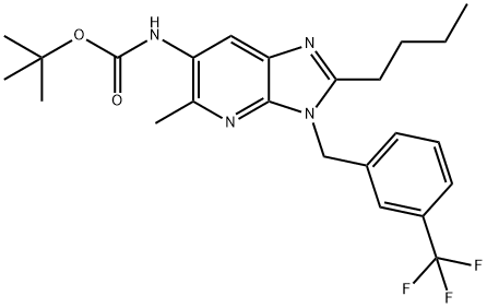 Carbamic acid, [2-butyl-5-methyl-3-[[3-(trifluoromethyl)phenyl]methyl]-3H-imidazo[4,5-b]pyridin-6-yl]-, 1,1-dimethylethyl ester (9CI) 化学構造式