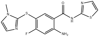 2-Amino-4-fluoro-5-[(1-methyl-1H-imidazol-2-yl)thio]-N-thiazol-2-ylbenzamide Struktur