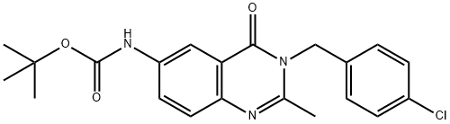 Carbamic acid, [3-[(4-chlorophenyl)methyl]-3,4-dihydro-2-methyl-4-oxo-6-quinazolinyl]-, 1,1-dimethylethyl ester (9CI) Struktur
