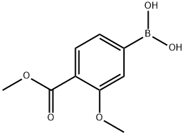 3-メトキシ-4-メトキシカルボニルフェニルボロン酸 化学構造式