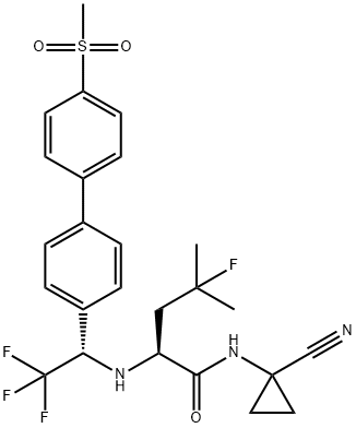 (2S)-N-(1-氰基环丙基)-4-氟-4-甲基-2-[[(1S)-2,2,2-三氟-1-[4'-(甲基磺酰基)[1,1'-联苯]-4-基]乙基]氨基]戊酰胺,603139-19-1,结构式