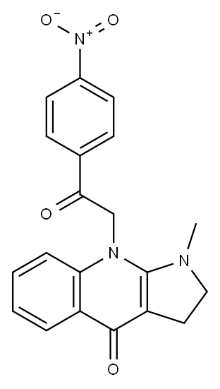 2,3,4,9-Tetrahydro-1-methyl-9-[2-(4-nitrophenyl)-2-oxoethyl]-1H-pyrrolo[2,3-b]quinolin-4-one 结构式