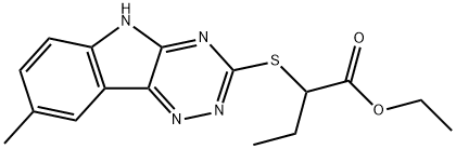 Butanoic acid, 2-[(8-methyl-2H-1,2,4-triazino[5,6-b]indol-3-yl)thio]-, ethyl ester (9CI) Structure