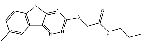 Acetamide, 2-[(8-methyl-2H-1,2,4-triazino[5,6-b]indol-3-yl)thio]-N-propyl- (9CI) Struktur
