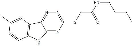 Acetamide, N-butyl-2-[(8-methyl-2H-1,2,4-triazino[5,6-b]indol-3-yl)thio]- (9CI) Structure