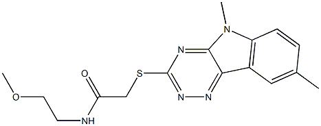 Acetamide, 2-[(5,8-dimethyl-5H-1,2,4-triazino[5,6-b]indol-3-yl)thio]-N-(2-methoxyethyl)- (9CI) Struktur