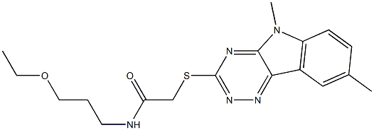 Acetamide, 2-[(5,8-dimethyl-5H-1,2,4-triazino[5,6-b]indol-3-yl)thio]-N-(3-ethoxypropyl)- (9CI) Struktur